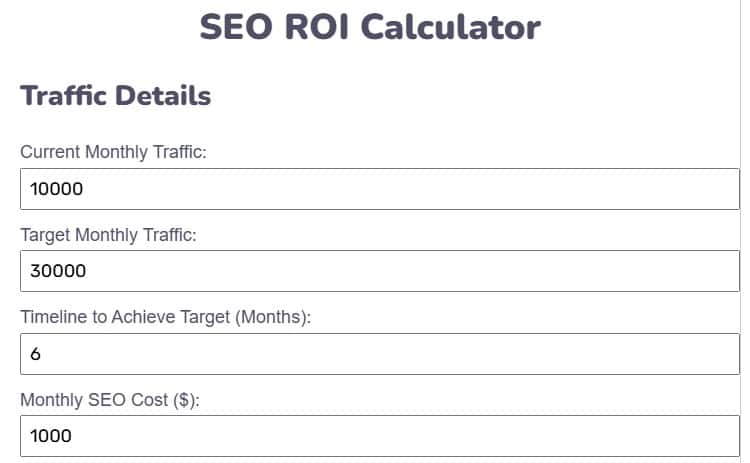 SEO ROI calculator